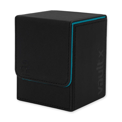 Vault X Trading Card Toploading Deck Box, 80+ sleeved cards, Premium Exo-Tec Material, Card Holder Storage Box, Detachable Magnetic Lid, for MTG Commander, TCG (Black/Electric Blue)