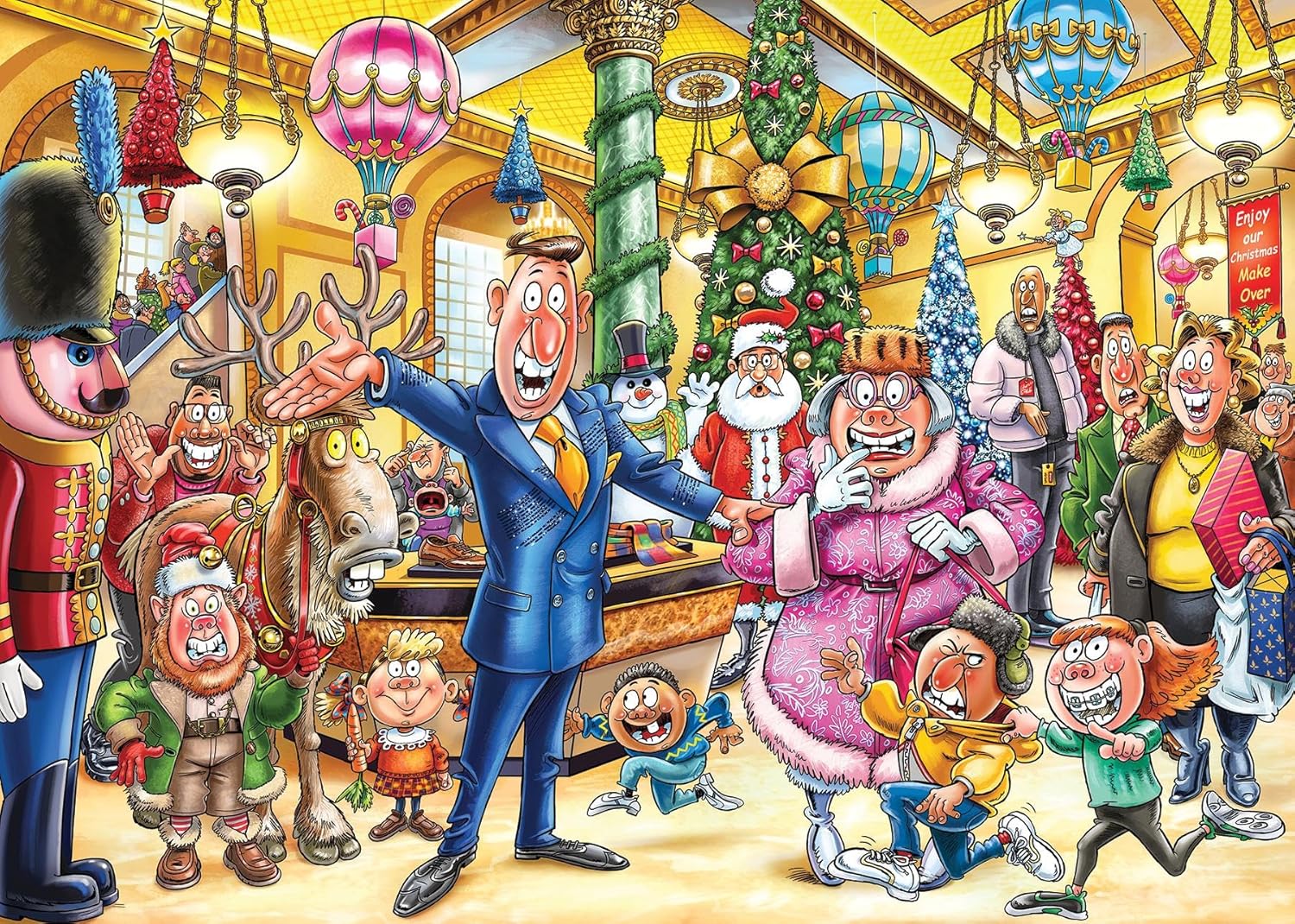 Wasgij Christmas 21, Een feestelijke make-over!, 2x1000 stukjes puzzel, Legpuzzel voor volwassenen, uitdagende puzzel