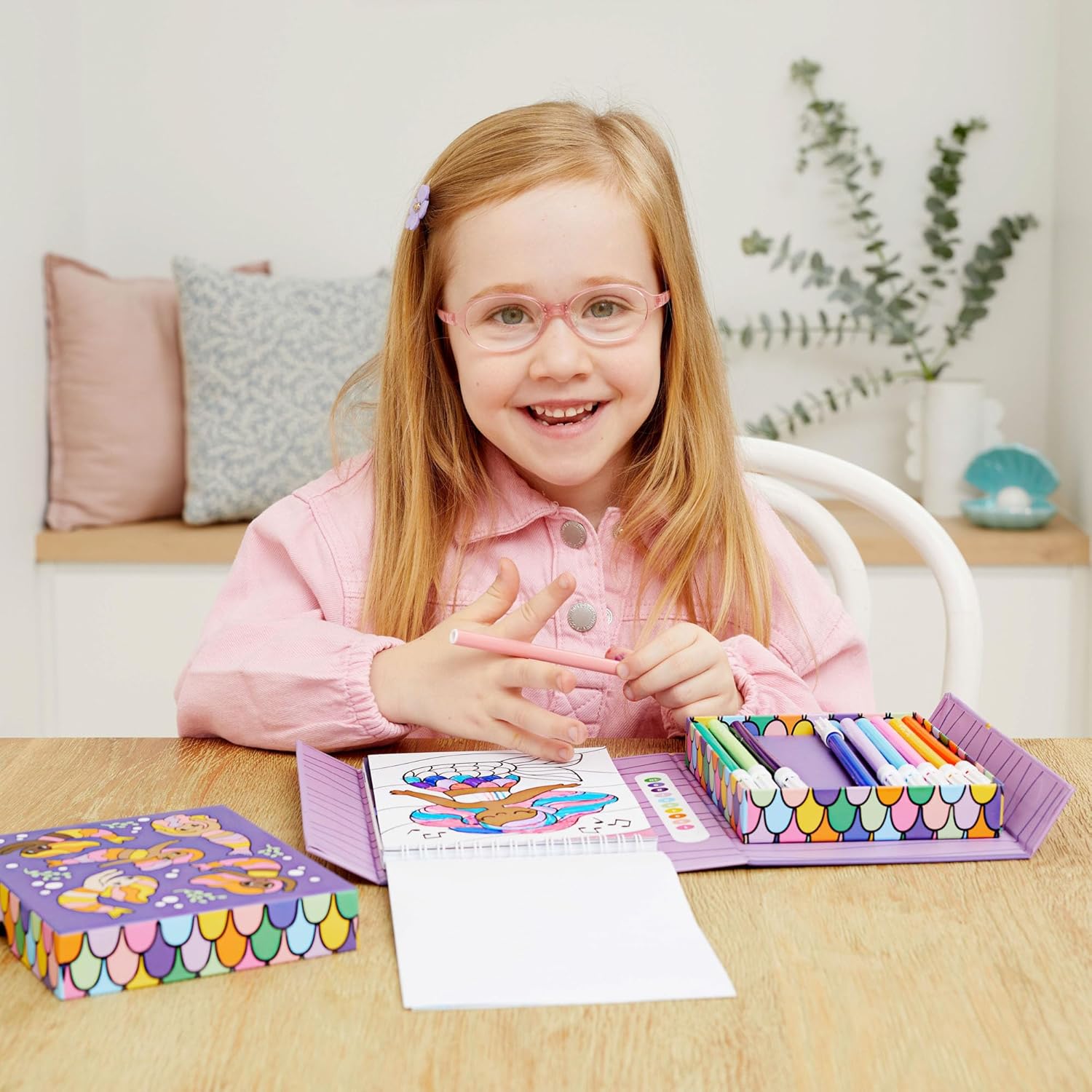 Tiger Tribe Kleur op nummer - zeemeerminnen en vrienden, activiteitenset voor kinderen, inclusief markeringen, vroege cijfervaardigheden, perfect voor reizen, geweldig cadeau