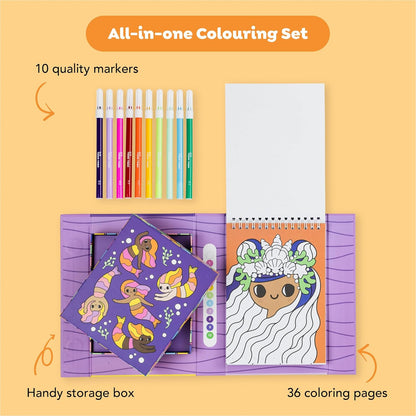 Tiger Tribe Kleur op nummer - zeemeerminnen en vrienden, activiteitenset voor kinderen, inclusief markeringen, vroege cijfervaardigheden, perfect voor reizen, geweldig cadeau