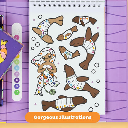 Tiger Tribe Kleur op nummer - zeemeerminnen en vrienden, activiteitenset voor kinderen, inclusief markeringen, vroege cijfervaardigheden, perfect voor reizen, geweldig cadeau