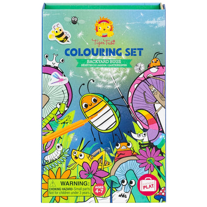 Tiger Tribe: Kleurset - achtertuin insecten - alles-in-1, stickers en markers, schattige tuinbeestjes, magnetische verzegelde opbergdoos voor reizen, kinderen vanaf 5 jaar