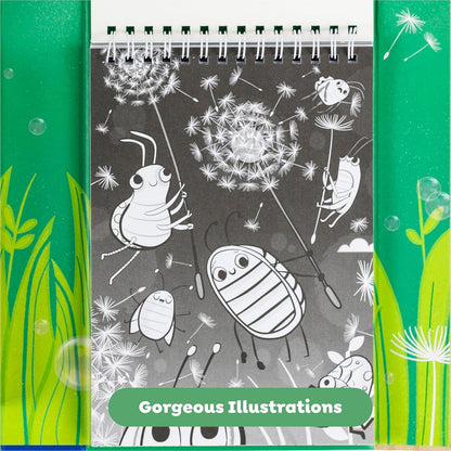 Tiger Tribe: Kleurset - achtertuin insecten - alles-in-1, stickers en markers, schattige tuinbeestjes, magnetische verzegelde opbergdoos voor reizen, kinderen vanaf 5 jaar