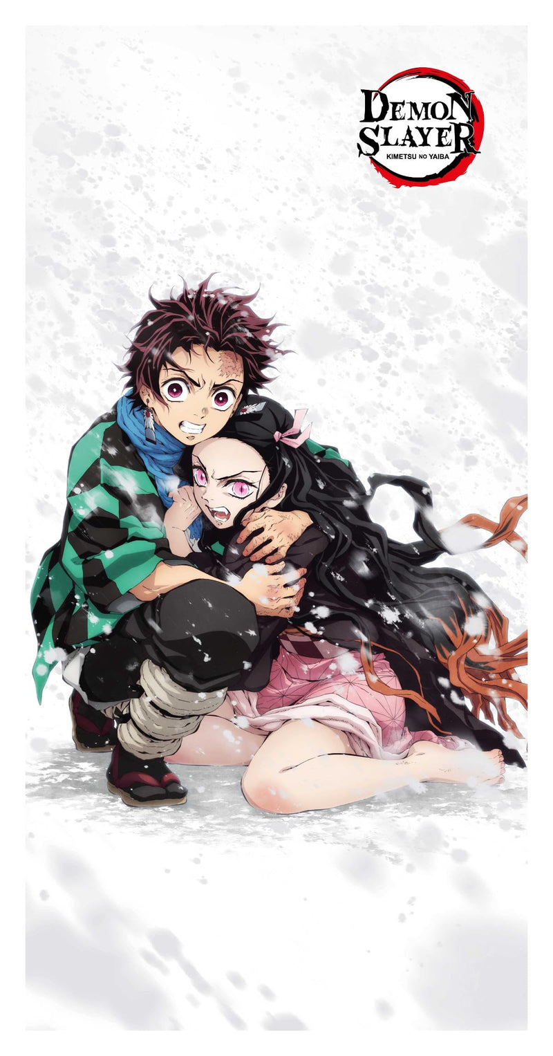 Halantex Demon SLAYER Tanjiro und Nezuko Kamado - Strandtuch - Strandtuch - 100% Baumwolle - Maße 70 x 140 cm