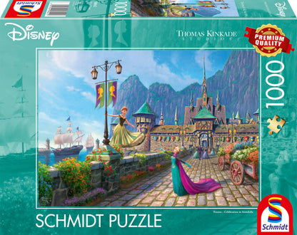 Schmidt Spiele 58042 Thomas Kinkade, Disney, Frozen, Celebrating in Arendelle, Jigsaw Puzzle 1000 Pieces