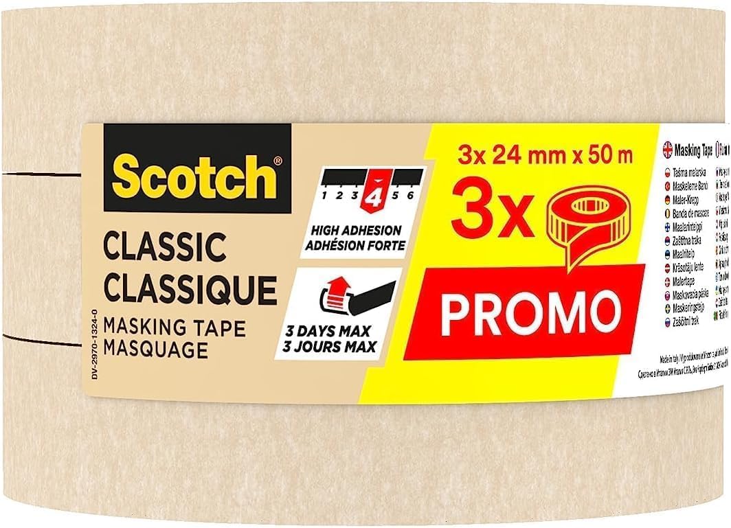 Scotch Classic Masking Tape 24mm x 50m (Pack 3) - 7100212740