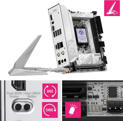 MSI MPG B860I EDGE TI WIFI Motherboard, Mini-ITX - Supports Intel Core Ultra Processors (Series 2), LGA 1851-110A SPS VRM, DDR5 Memory Boost (8600+ MT/s OC), PCIe 5.0 x16, M.2 Gen5, Wi-Fi 7, 5G LAN