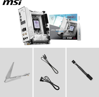 MSI MPG B860I EDGE TI WIFI Motherboard, Mini-ITX - Supports Intel Core Ultra Processors (Series 2), LGA 1851-110A SPS VRM, DDR5 Memory Boost (8600+ MT/s OC), PCIe 5.0 x16, M.2 Gen5, Wi-Fi 7, 5G LAN