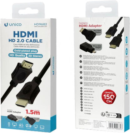 Unico: Cavo Hdmi Con Adattatore Mini Hdmi
