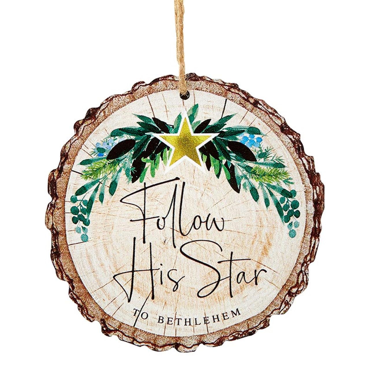 Living Grace Follow His Star to Bethlehem Wood Slice Ornament - 12/pk