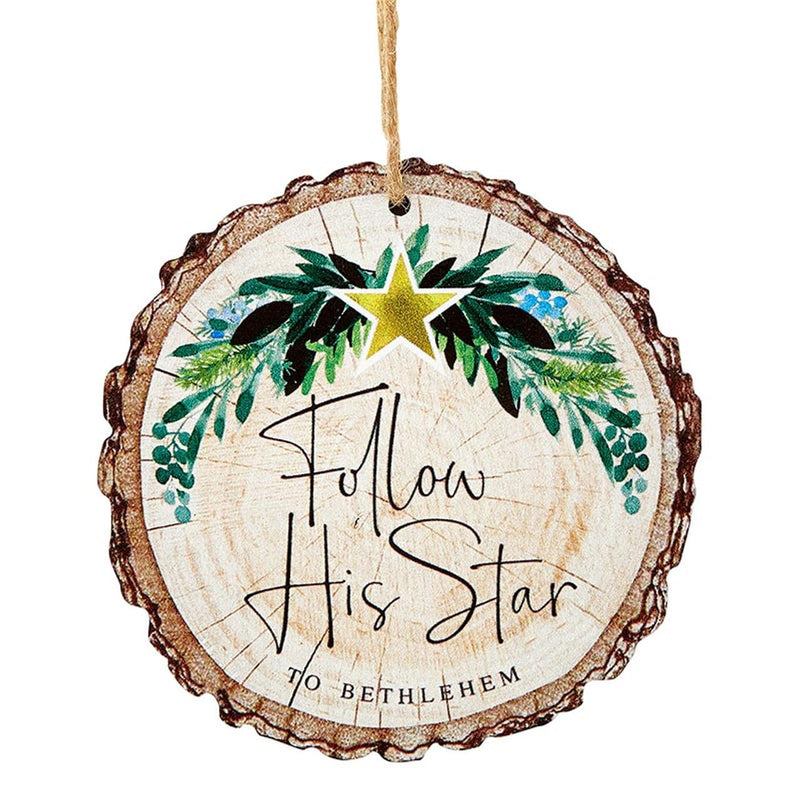 Living Grace Follow His Star to Bethlehem Wood Slice Ornament - 12/pk