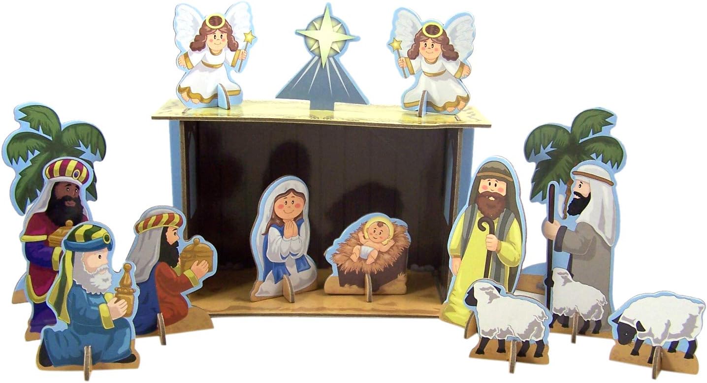 Manger Scene Christmas Decorations Tabletop Kids Nativity Set, 23 Piece