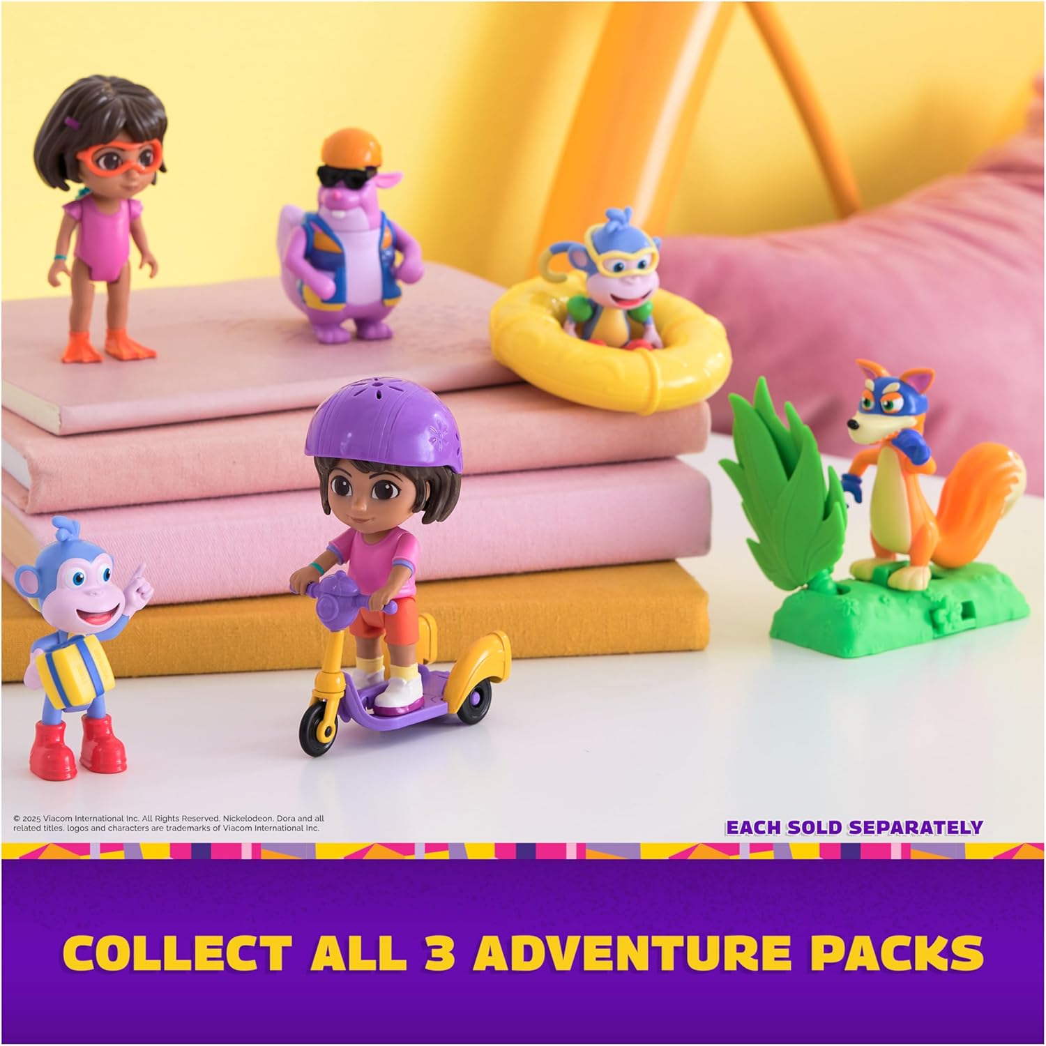 DORA Adventure Pack Monkey Boots and Fox Swiper, Mini Play Set with 2 Figures (approx. 9 cm) and an Accessory with Function, for Imaginative Play, for Children from 3 Years