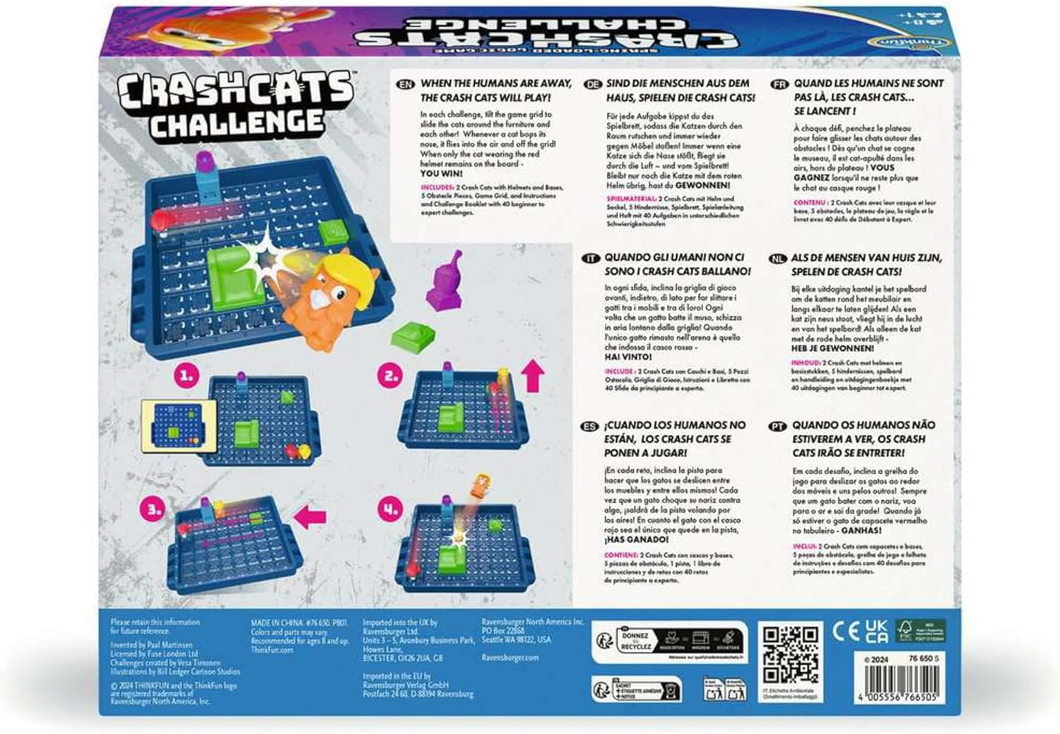Thinkfun Crash Cats Game Strategy Board Game for Adults and Kids Age 8 Years Up - 1+ Players