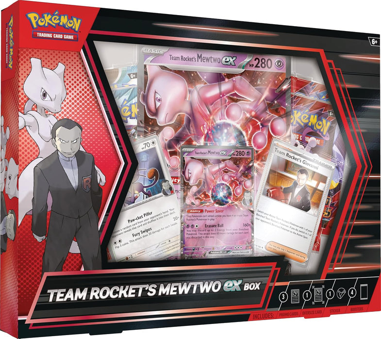 Pokémon TCG: Team Rocket’s Mewtwo ex Box (3 Foil Promo Card, 1 Oversize Foil Card & 4 Booster Packs
