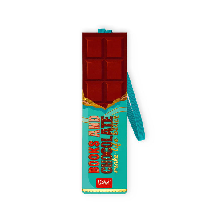 Legami - Bookmark with Elastic Band, FSC Certified Paper, Chocolate Design, Holds Sengo and Book Closed, 4.7 x 17.5 cm