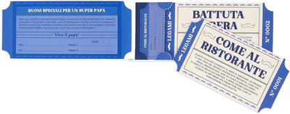 Legami - 24 Vouocher Pad for Daddy, Coupon with Tearing Punch, Gift Idea, 20.3 x 8.2 cm, Dad Theme
