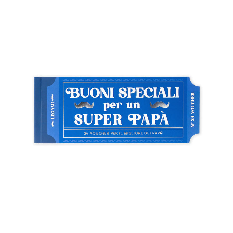 Legami - 24 Vouocher Pad for Daddy, Coupon with Tearing Punch, Gift Idea, 20.3 x 8.2 cm, Dad Theme