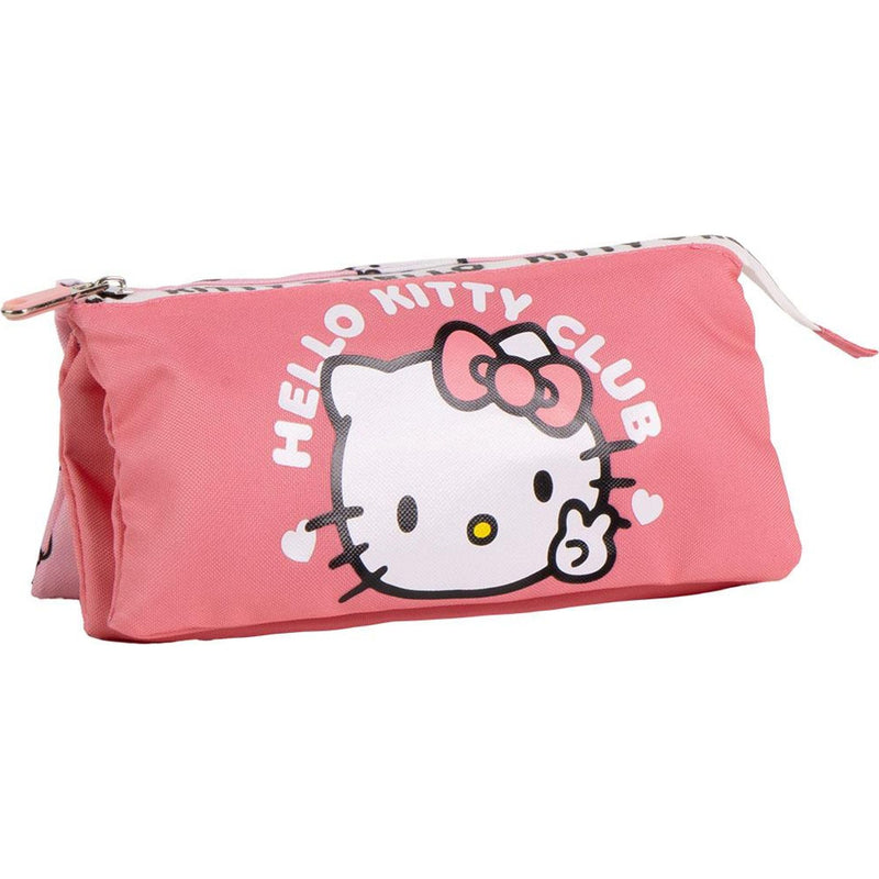 Hello Kitty Pencil Case 3 Compartments – Triple School Pencil Case with Zip Closure and Official Hello Kitty Design, Ideal for Storing Pen, Pencils and Stationery Accessories, Hello Kitty, licence