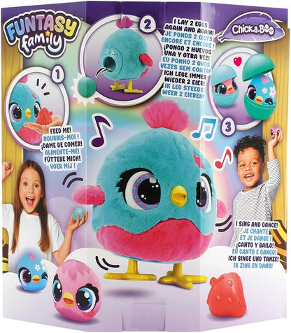 Funtasy Family Chick a Boo - Cute Interactive Electronic Kids Plush Toy Chicken - Adorable Hen with 50+ Sounds & Reactions - Feed Her, Watch Her Sing, Dance & Lay Eggs - Gifts for Girls & Boys Age 3 +