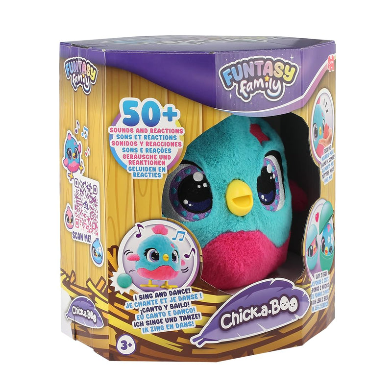 Funtasy Family Chick a Boo - Cute Interactive Electronic Kids Plush Toy Chicken - Adorable Hen with 50+ Sounds & Reactions - Feed Her, Watch Her Sing, Dance & Lay Eggs - Gifts for Girls & Boys Age 3 +
