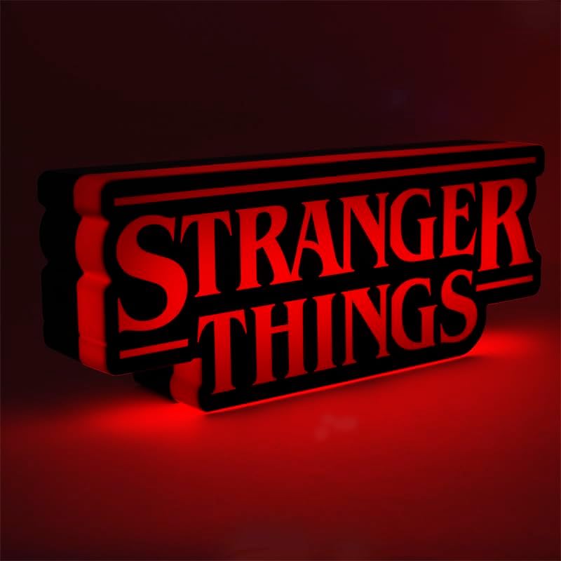 Paladone Stranger Things Shaped Logo Light, 30cm (11.8") Wide Wall or Desk Lamp with USB or Battery Power, Phase & Pulse Modes, Officially Licensed Netflix Merchandise