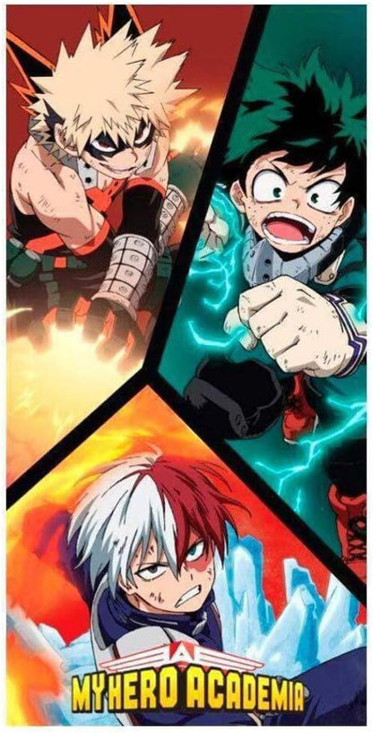 Halantex - MHA-5304T - My Hero Academia 3 Personajes Toalla Playa Baño Original oficial - Multicolour - 70 x 140 cm