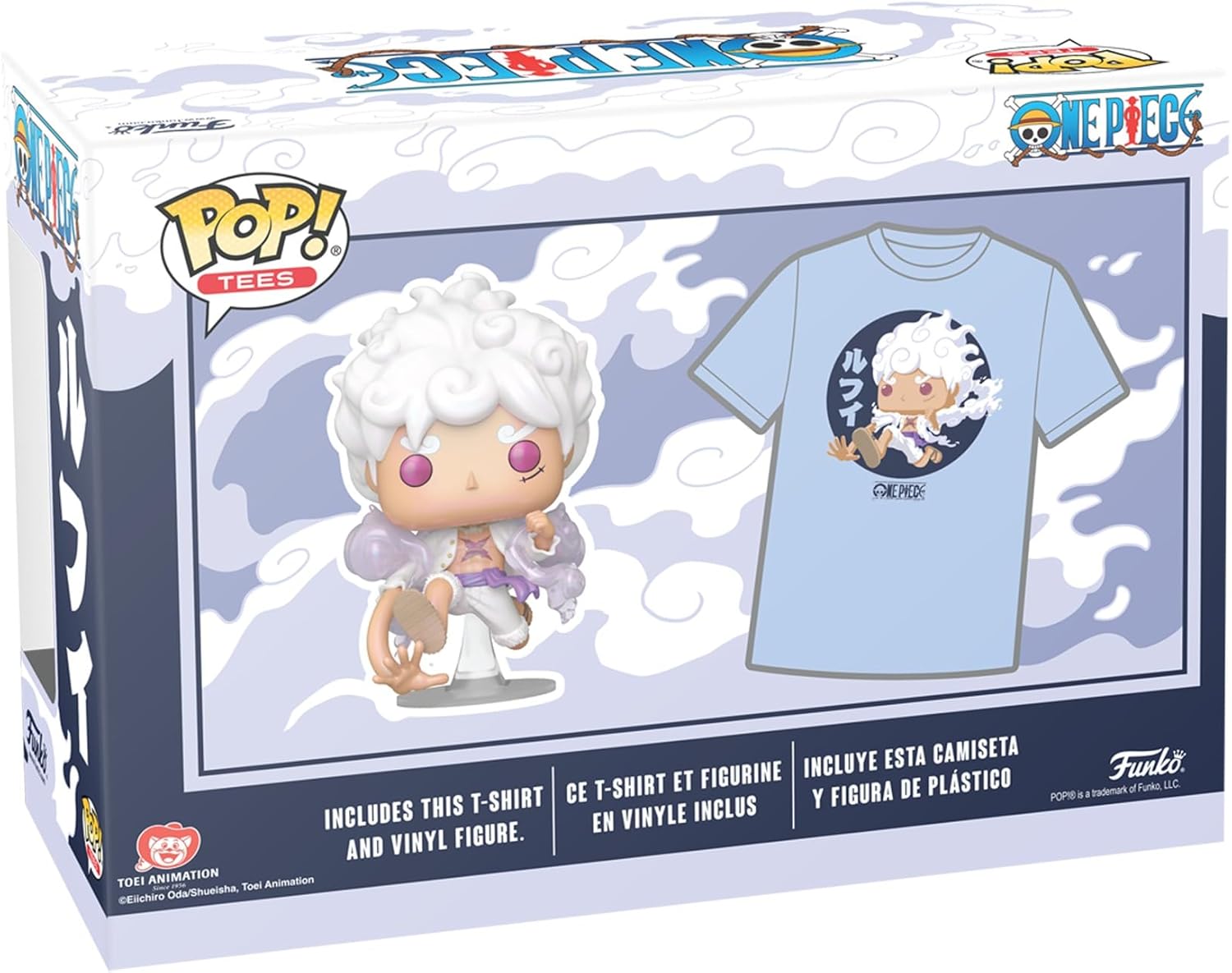Loungefly POP! & TEE: OP - Luffy Fifth Gear - L - One Piece - T-Shirt - Clothes With Collectable Vinyl Figure - Gift Idea - Toys and Short Sleeve Top for Adults Unisex Men and Women - Anime Fans