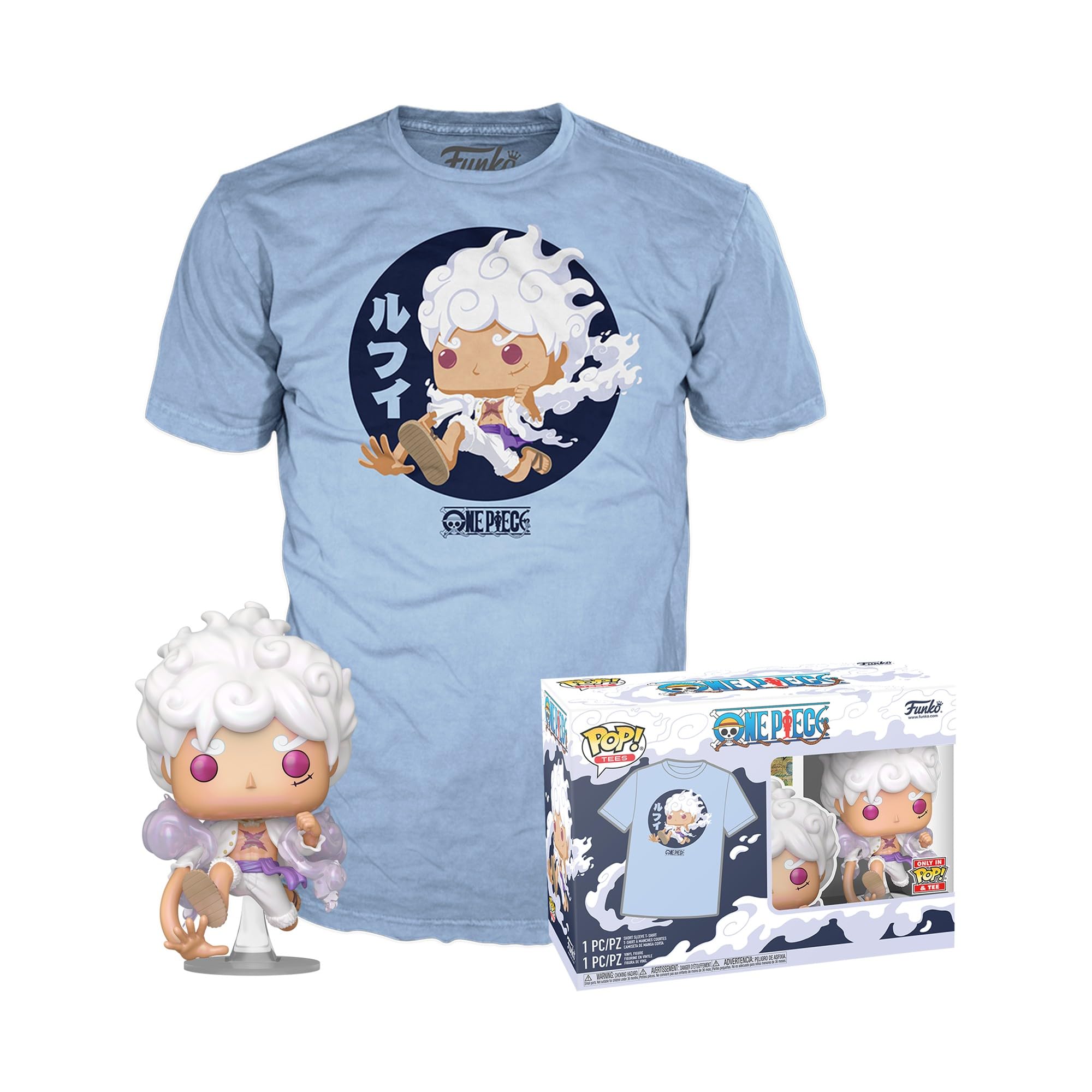 Loungefly POP! & TEE: OP - Luffy Fifth Gear - L - One Piece - T-Shirt - Clothes With Collectable Vinyl Figure - Gift Idea - Toys and Short Sleeve Top for Adults Unisex Men and Women - Anime Fans