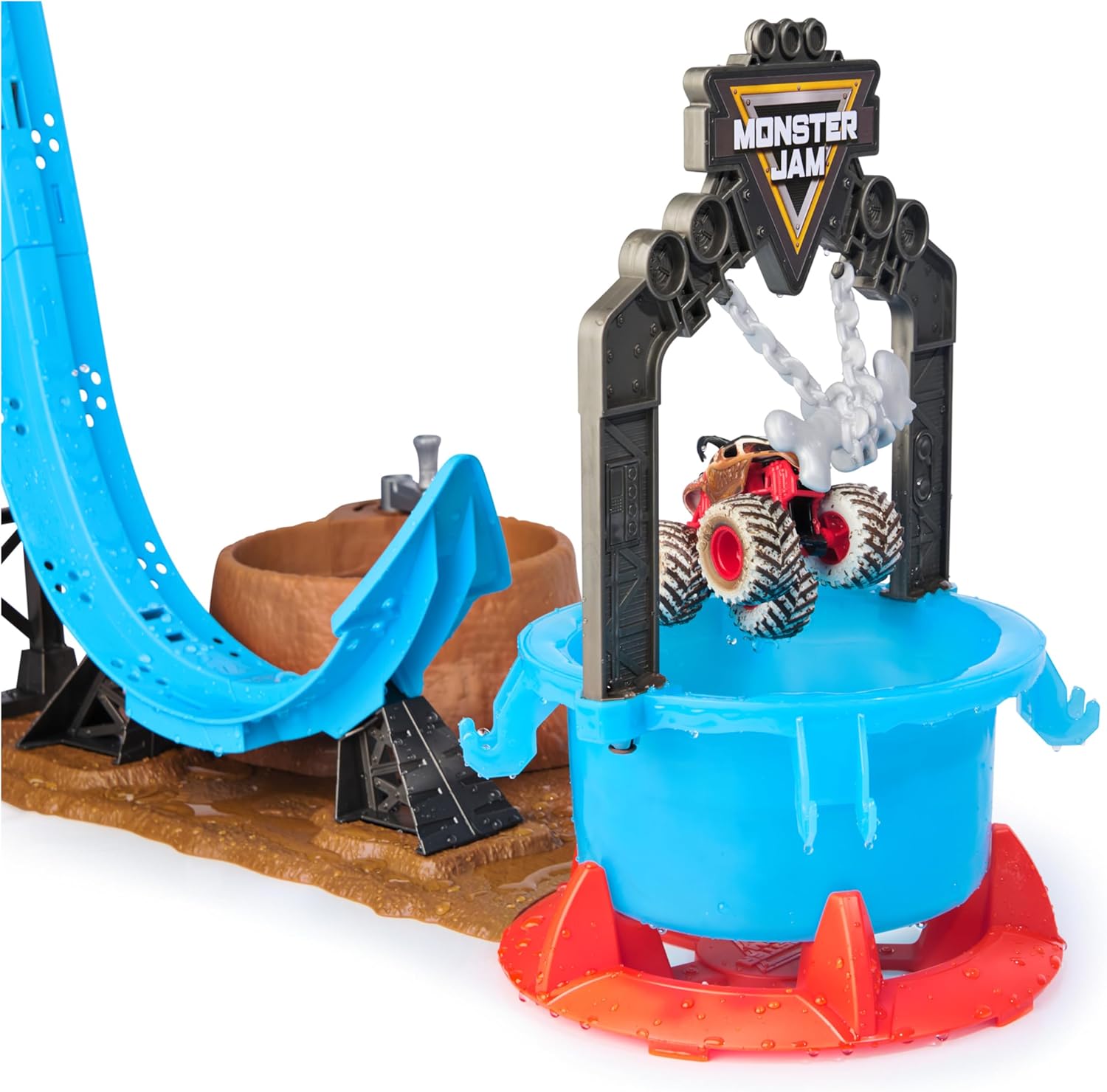 Monster Jam Mud Blasters, Monster Mutt Dalmatian Dunk Tank Playset, Colour Change Action, Kids’ Toy Gifts for Boys and Girls Aged 3 and Up