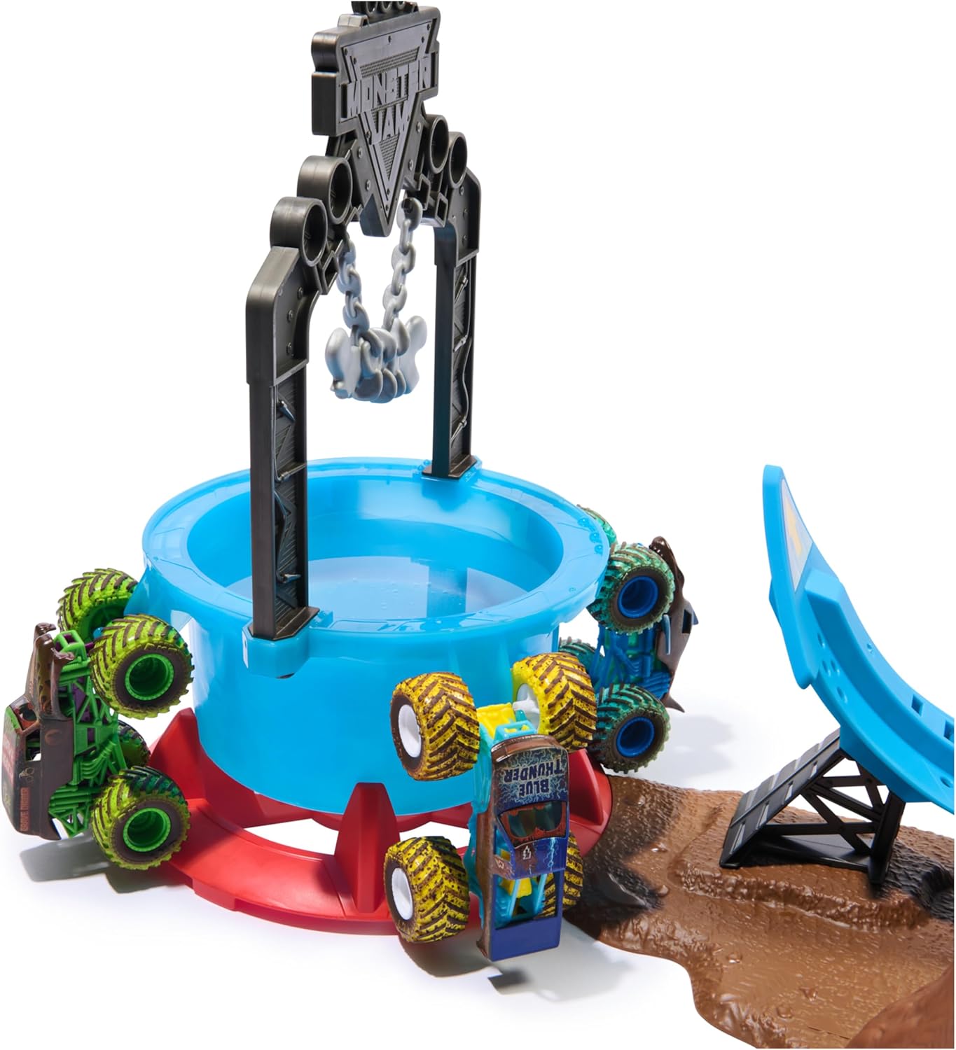 Monster Jam Mud Blasters, Monster Mutt Dalmatian Dunk Tank Playset, Colour Change Action, Kids’ Toy Gifts for Boys and Girls Aged 3 and Up