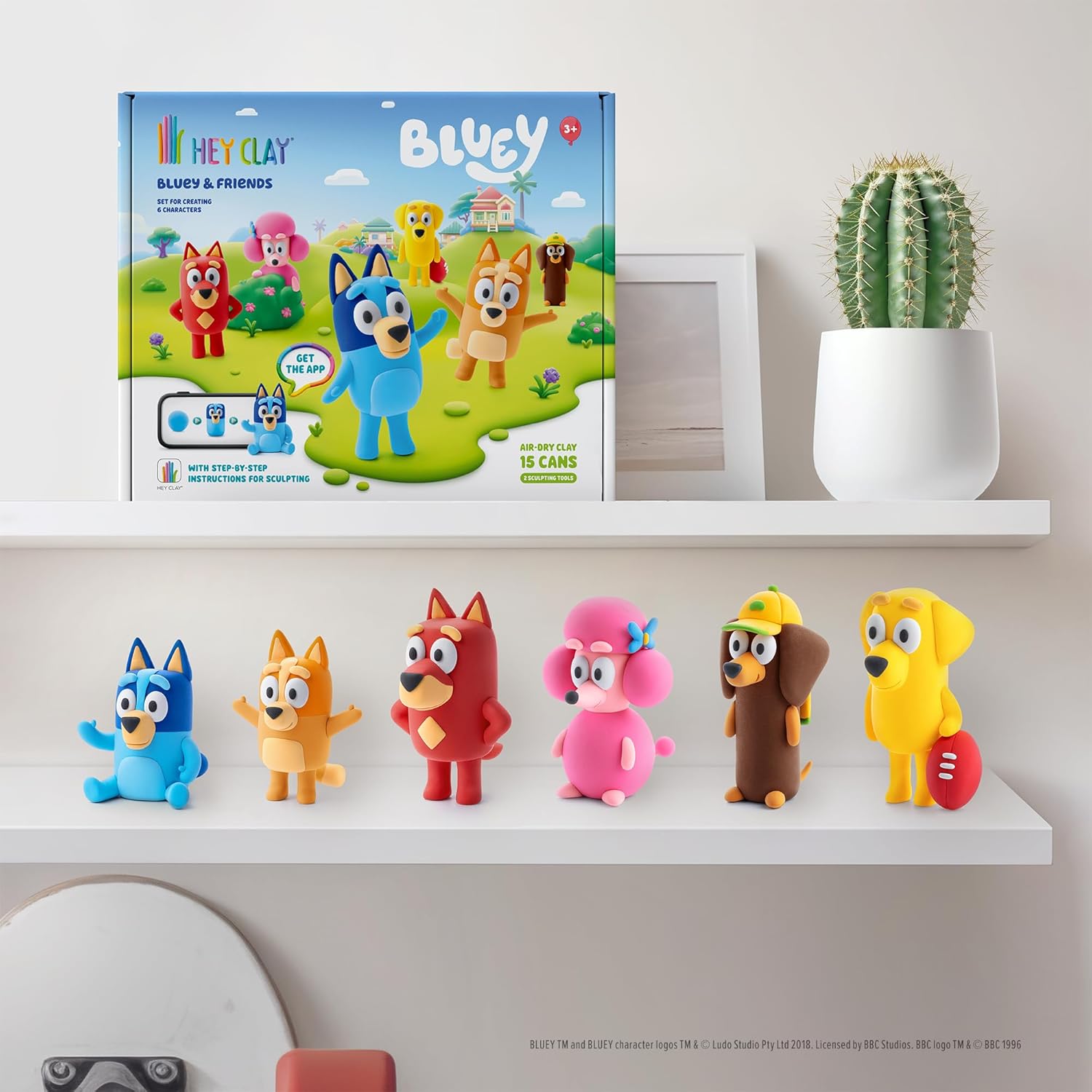 HEY CLAY Bluey & Friends - Pâte à modeler séchant à l'air pour enfants - Kit créatif d'arts et d'artisanat 3+ (15 boîtes