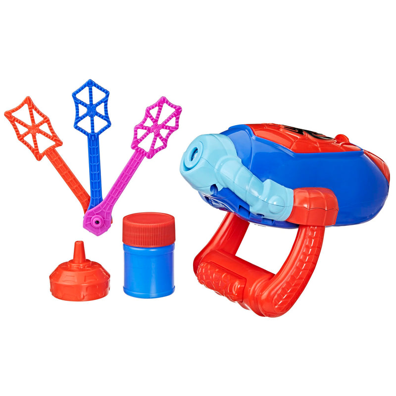 Marvel Spidey and His Amazing Friends – Water-Webs Bubble Slinger Electronic Bubble Toy with 3 Wands, Bubble Solution & Refill Funnel – Roleplay Toy for Kids Ages 3 and Up