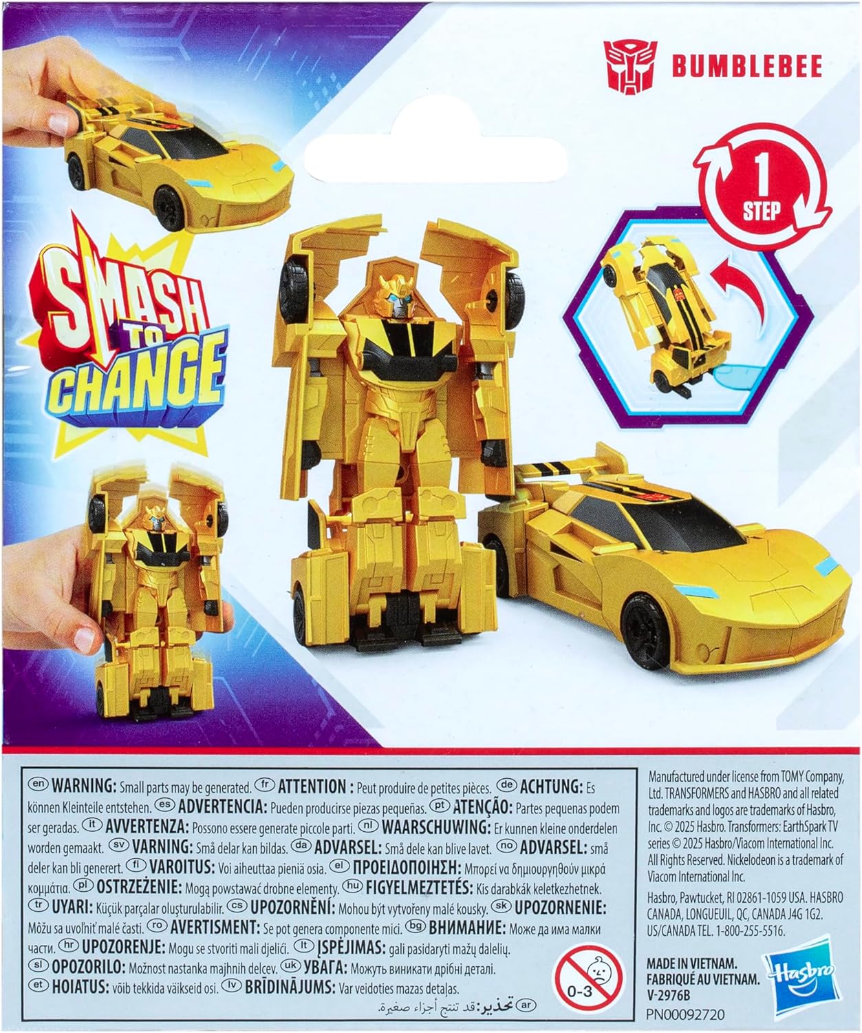 Transformers EarthSpark 1-Step Smash Changers Bumblebee Action Figure