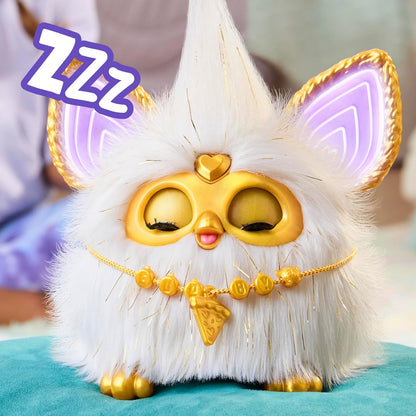 Furby Gold Glam Interactive Plush Toys for 6 Year Old Girls & Boys & Up, Voice Activated Animatronic, Speaks English & Furbish, White (Amazon Exclusive