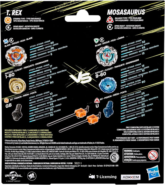 Beyblade X Jurassic World Collab T. Rex vs Mosasaurus Multipack Set