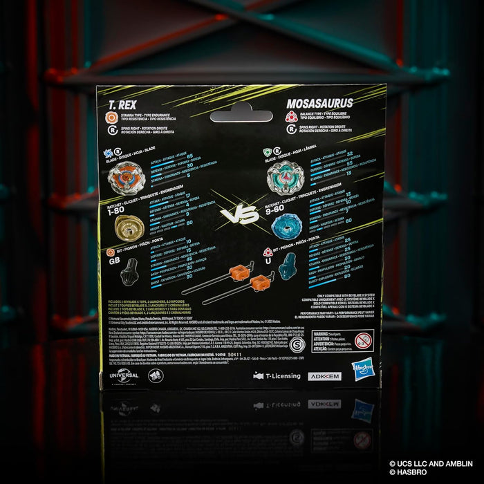 Beyblade X Jurassic World Collab T. Rex vs Mosasaurus Multipack Set