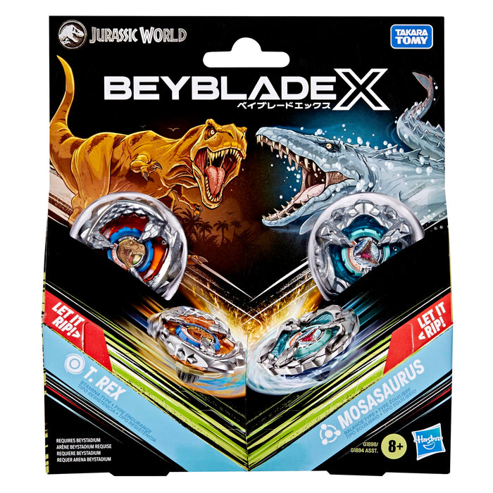 Beyblade X Jurassic World Collab T. Rex vs Mosasaurus Multipack Set