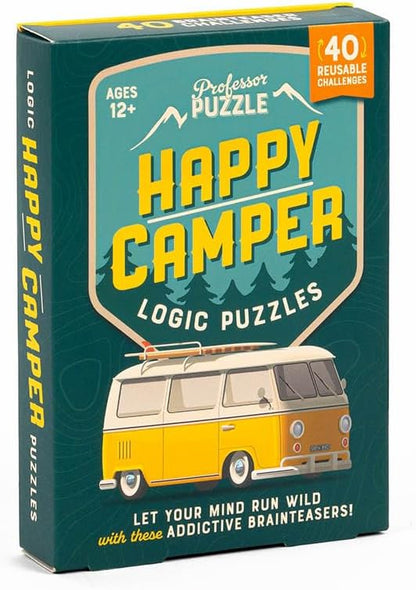 Professor PUZZLE Happy Camper Logic Puzzles | Fun and Challenging Brain Teaser Game for Adults & Kids | Travel-Friendly Camping Brain Training Set | Improve Critical Thinking & Problem-Solving Skills