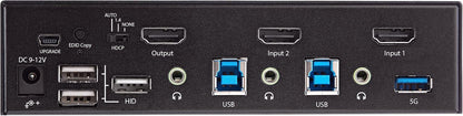 StarTech.com 2 Port HDMI KVM Switch - Single Monitor 4K 60Hz Ultra HD HDR - Desktop HDMI 2.0 KVM Switch with 2 Port USB 3.0 Hub (5Gbps) and 4x USB 2.0 HID, Audio - Hotkey Switching - TAA(SV231HU34K6
