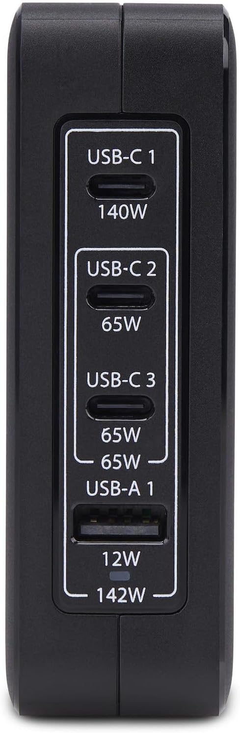 StarTech.com Cargador USB-C/USB-A de Pared GAN PD 140W 3xUSB-C/1xUSB-A - Cargador Internacional para Portátil - Tipo C PD 3.1