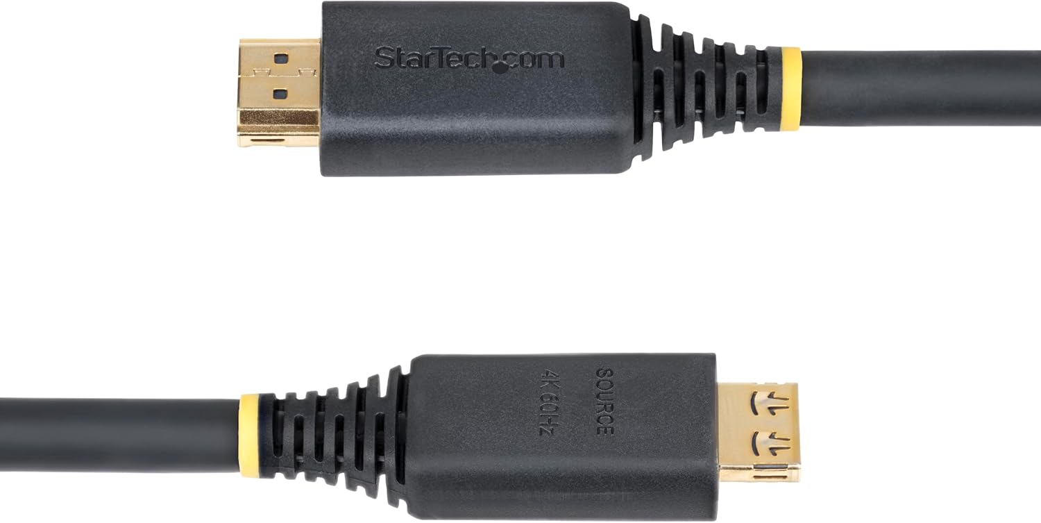 StarTech.com Câble HDMI Haut Débit de 10,6m avec Connecteur à Pince, 4K 60Hz/1440p 144Hz, 18Gbps, UHD HDMI 2.0, TPE