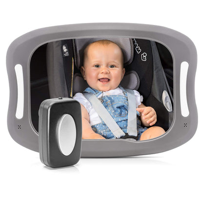 reer 86101 BabyView LED auto-veiligheidsspiegel - uw baby op de achterbank altijd in het oog, grijs