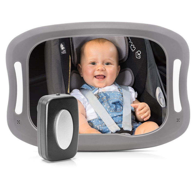 reer 86101 BabyView LED auto-veiligheidsspiegel - uw baby op de achterbank altijd in het oog, grijs