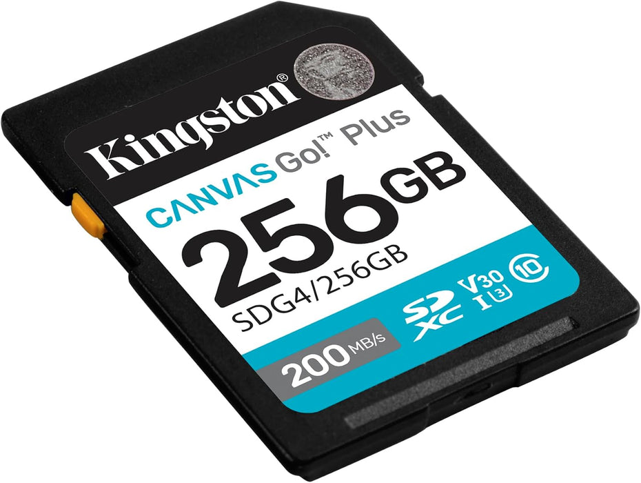 Kingston Canvas Go Plus SDXC Memory Card Gen4 200MB/s C10 UHS-I U3 V30 256GB-SDG4/