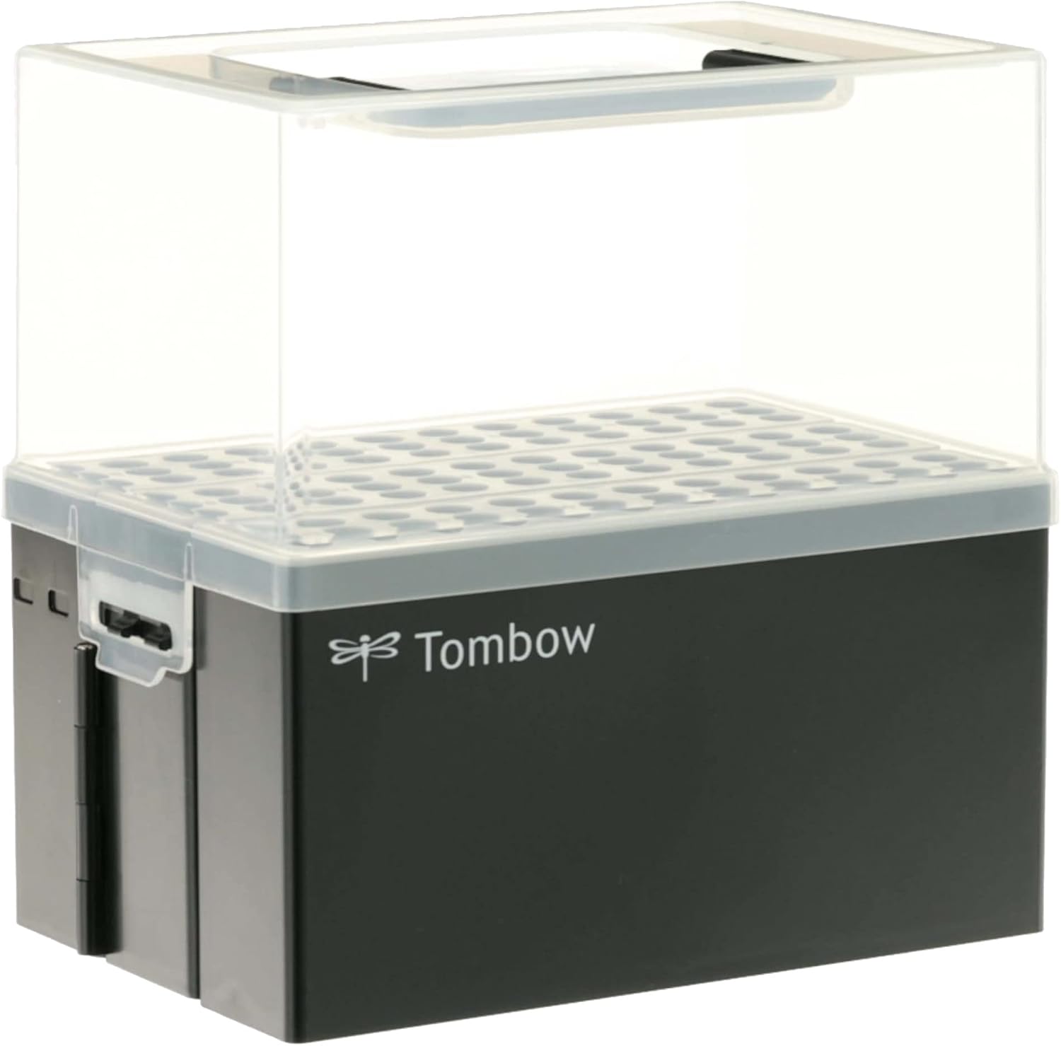 Tombow pen box empty for ABT Dual Brush Pens, desk organiser for 108 pens, hinged, with transport handle ideal for artists
