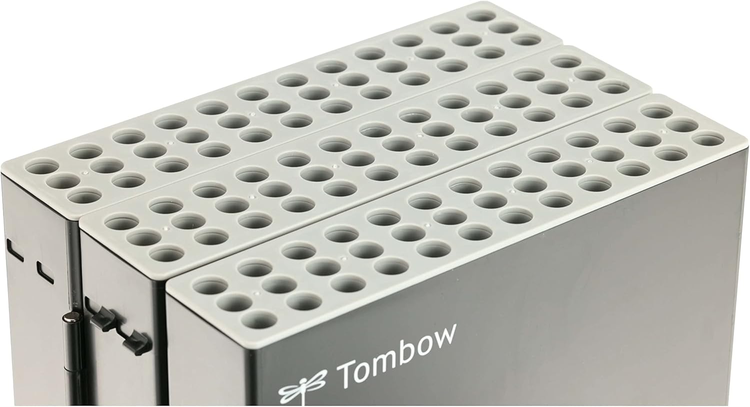 Tombow pen box empty for ABT Dual Brush Pens, desk organiser for 108 pens, hinged, with transport handle ideal for artists