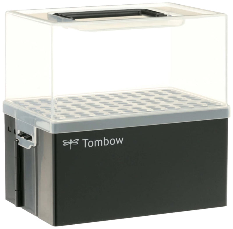 Tombow pen box empty for ABT Dual Brush Pens, desk organiser for 108 pens, hinged, with transport handle ideal for artists