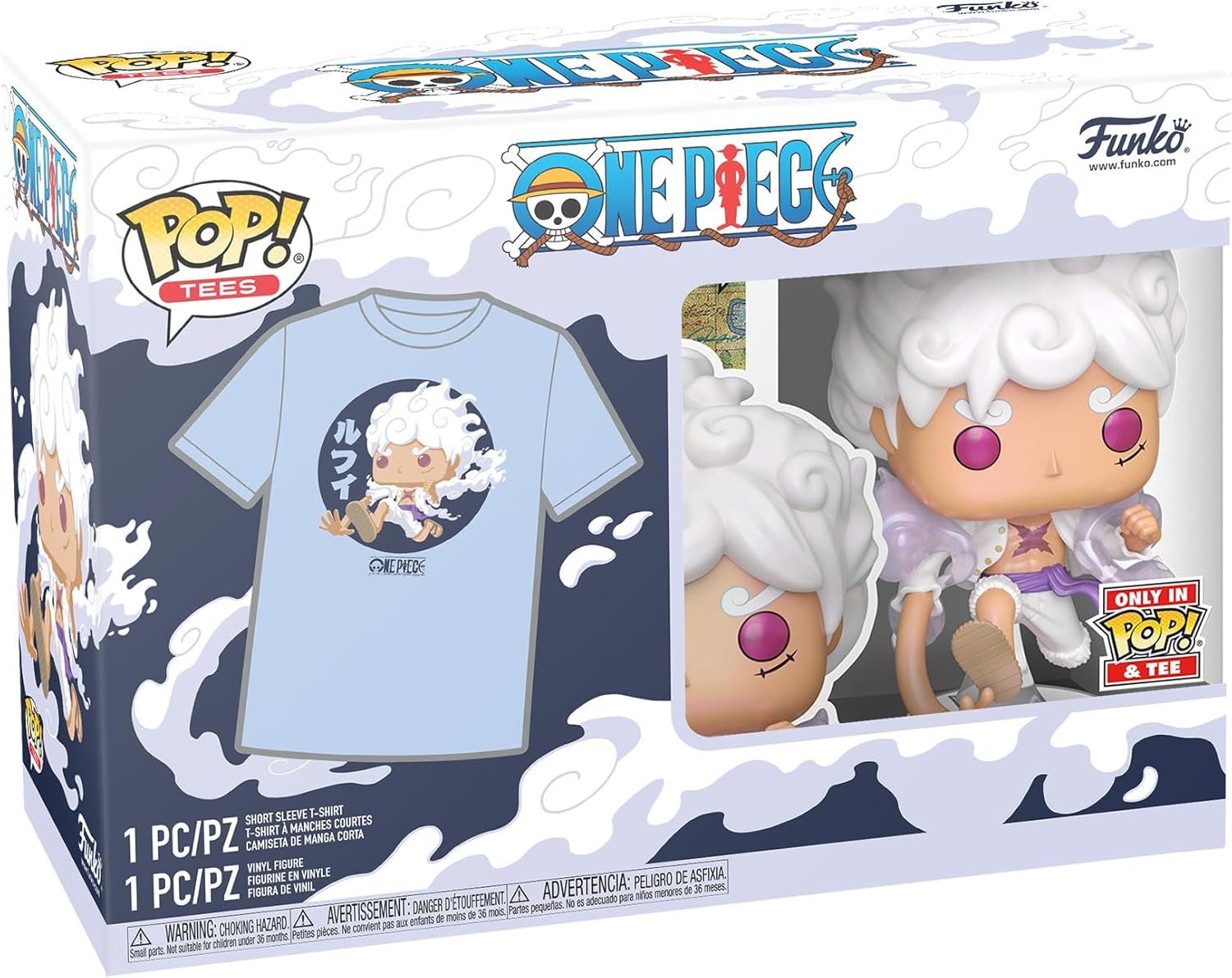 Loungefly POP! & TEE: OP - Luffy Fifth Gear - S - One Piece - T-Shirt - Clothes With Collectable Vinyl Figure - Gift Idea - Toys and Short Sleeve Top for Adults Unisex Men and Women - Anime Fans