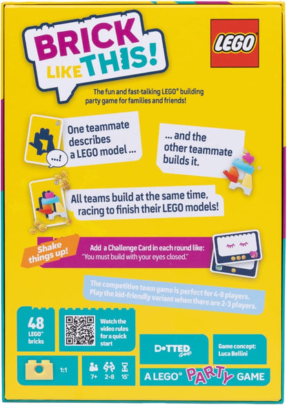 Asmodee Brick Like This! The Official LEGO Party Game - A fast, fun, building game for families, kids, teens, adults – Play in 15mins, with 2-8 Players, Ages 7+, English Version